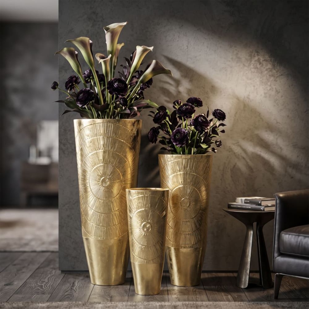 Mauro Ferretti 3er-Set Vasenhalter aus Metall gold Ø cm 50,8x114,9-40x92,7-29,8x70,5 style classic chic - Metall