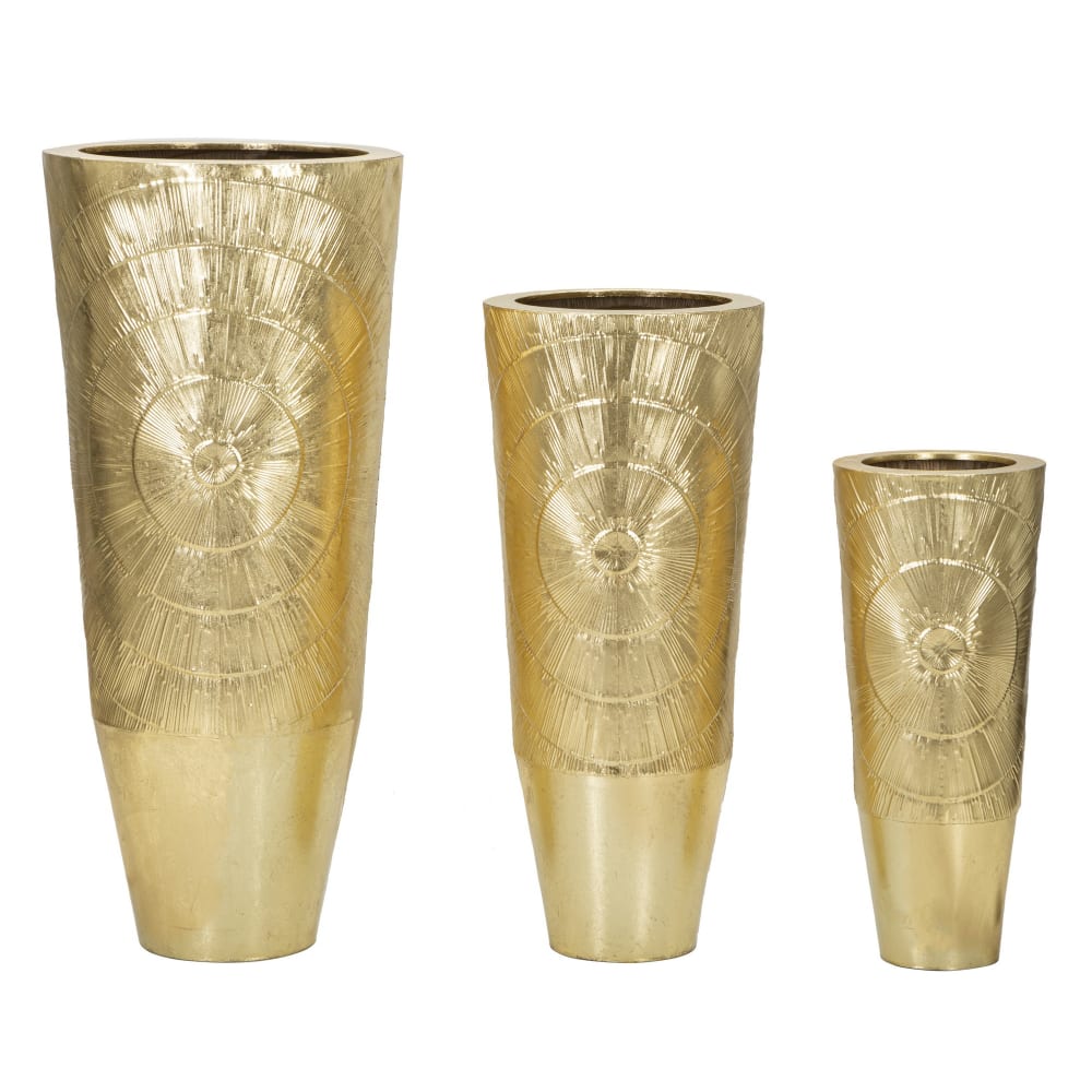Lot de 3 porte-vases en métal doré Ø 50,8x114,9-40x92,7-29,8x70,5 cm
