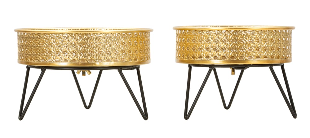 Lot de 2 cache-pots en métal doré ø 20,5x13-18x13 cm