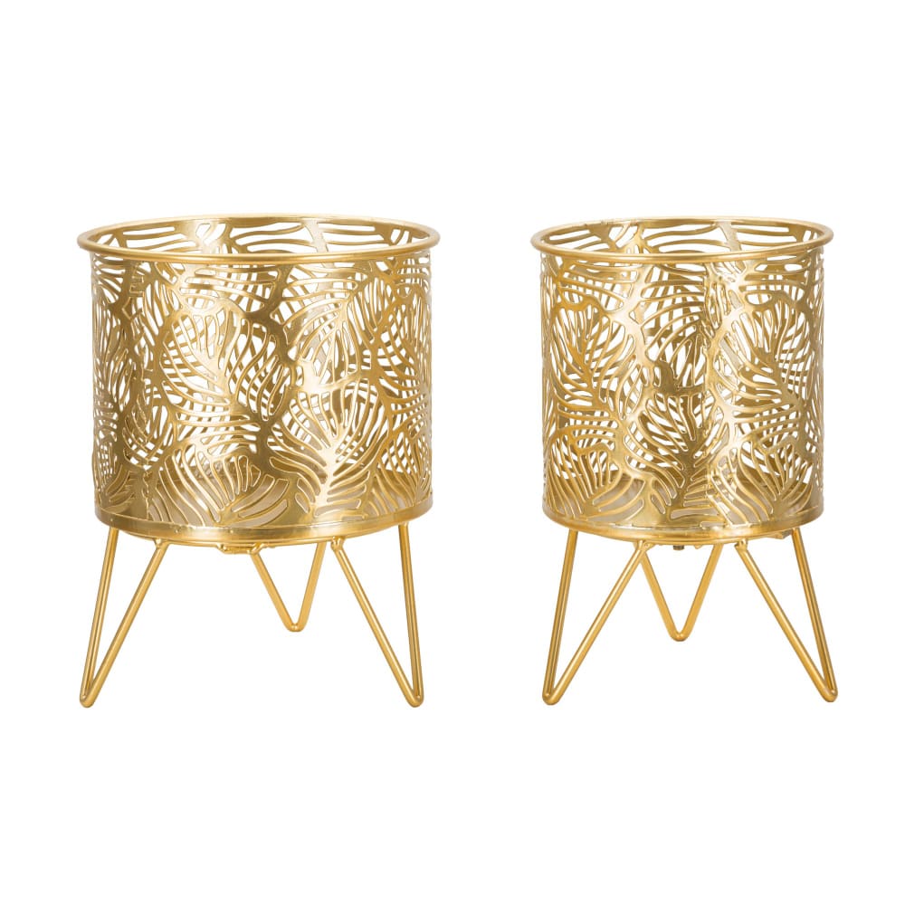 Lot de 2 porte-vases en métal doré Ø cm 16x20-13x20