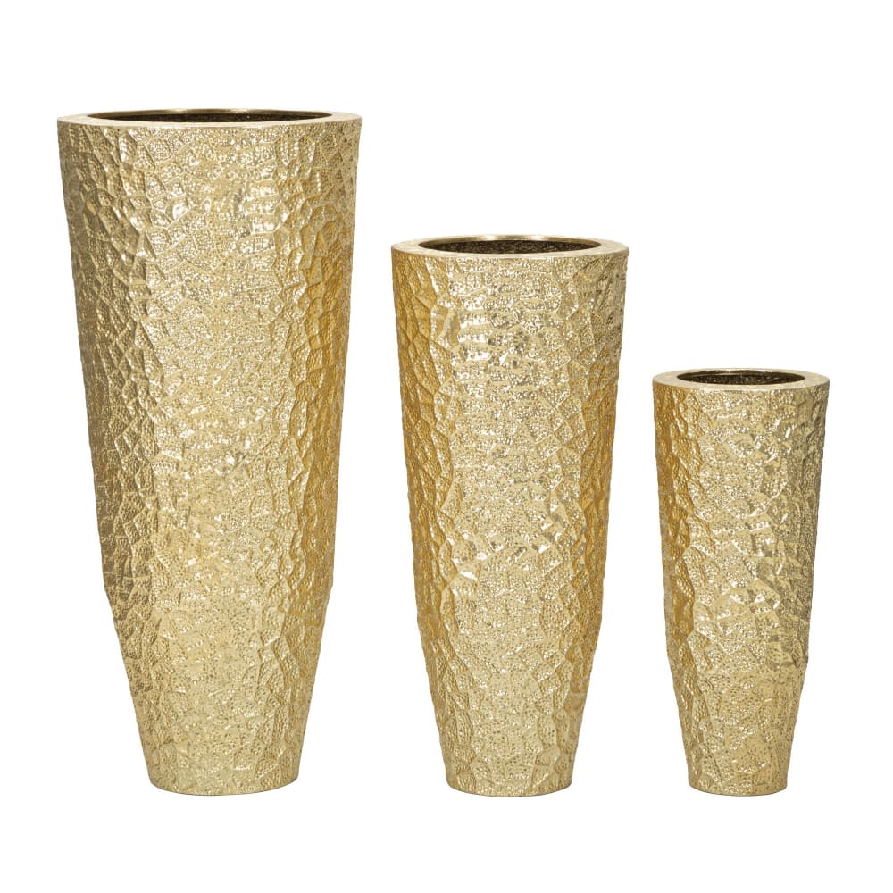 Lot de 3 porte-vases en métal doré Ø 50,8x114,9-40x92,7-29,8x70,5 cm