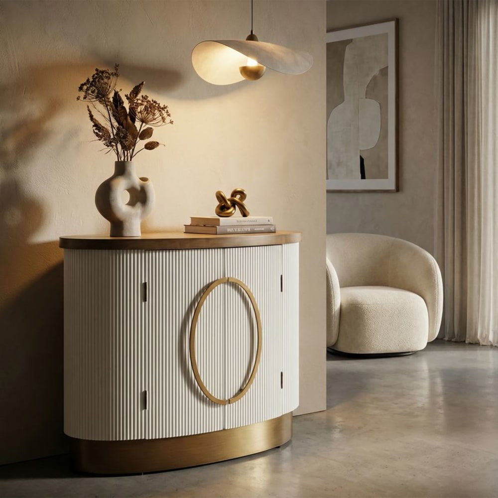 Mauro Ferretti Weißer und brauner Holzschrank 79x48x67 cm style modern Weiß Holz