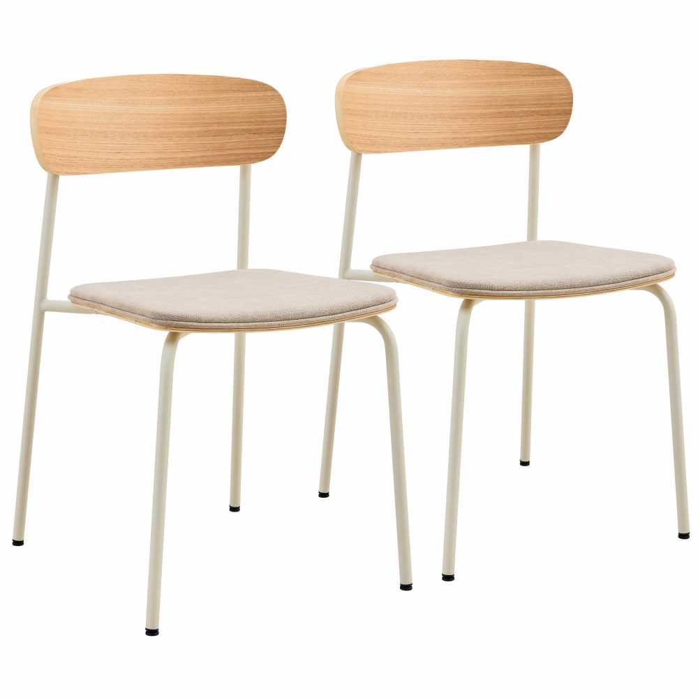 Oviala Set mit 2 stapelbaren beigen Holzstühlen - Holz