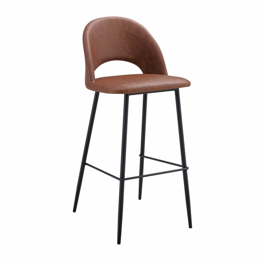 Lot de 2 chaises hautes en métal et textile enduit marron - Maisons du Monde