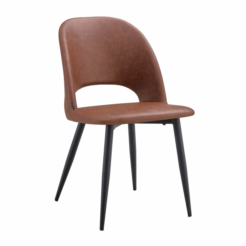 Lot de 2 chaises en acier et textile enduit marron - Maisons du Monde