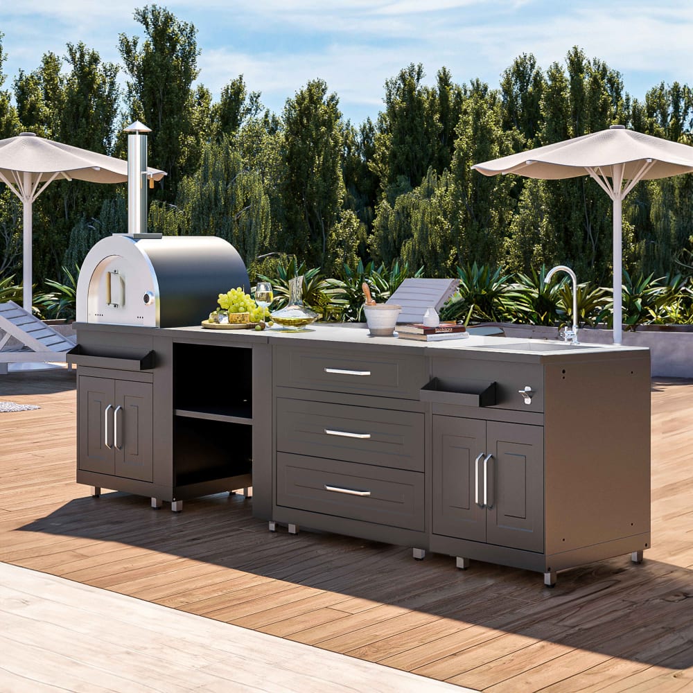 Cuisine d'extérieur 4 éléments avec four à pizza