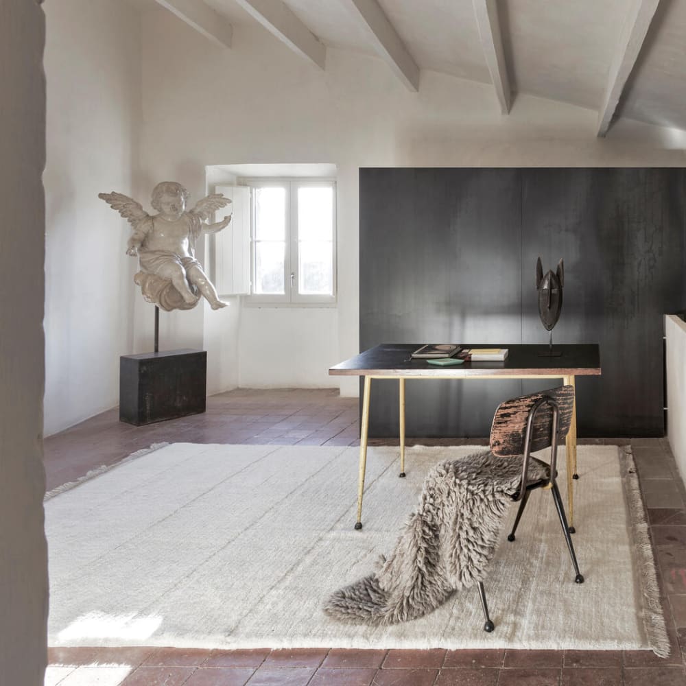 Tapis en laine laineux - mouton gris 75x110 cm - Maisons du Monde