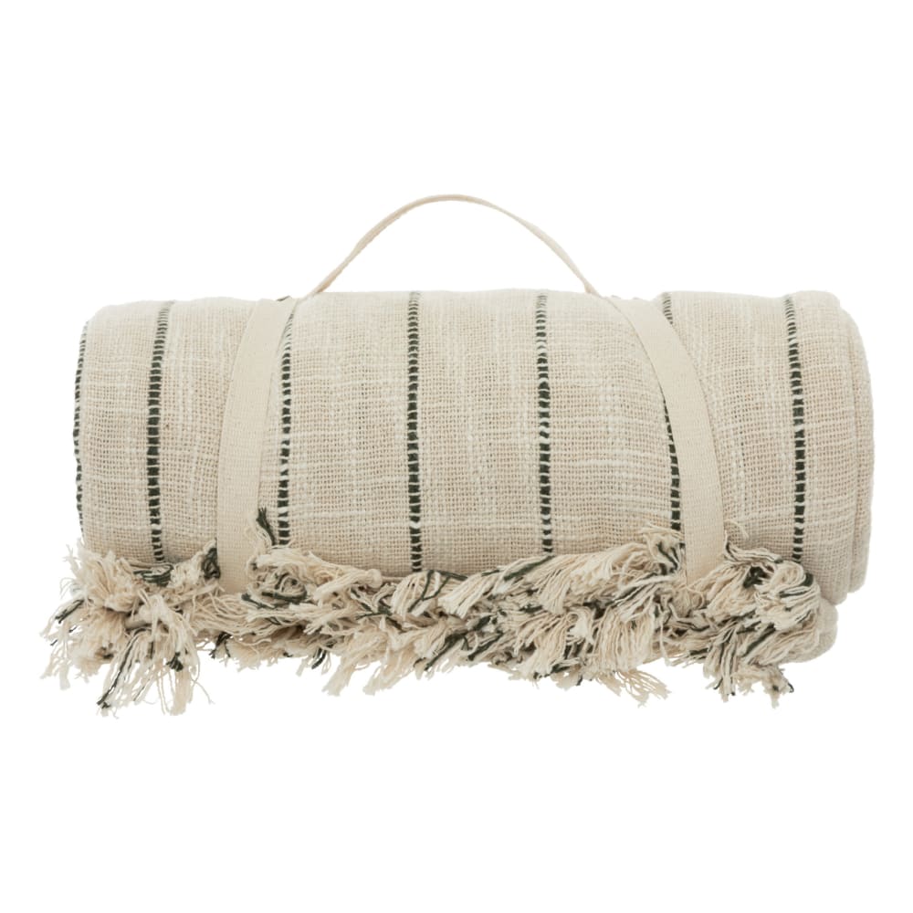 Dessus de lit en coton à rayures beige 260x240 cm