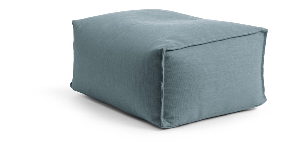 Pouf d'extérieur repose pied carré bleu 55x65x30 cm