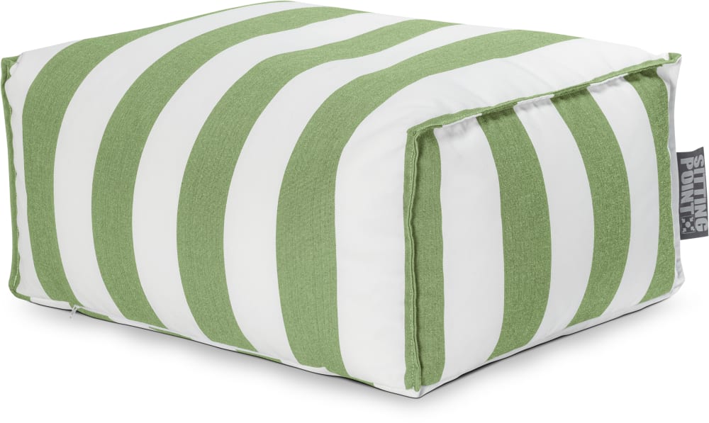 Repose-pied d'extérieur rayé vert et blanc 55x65x30 cm