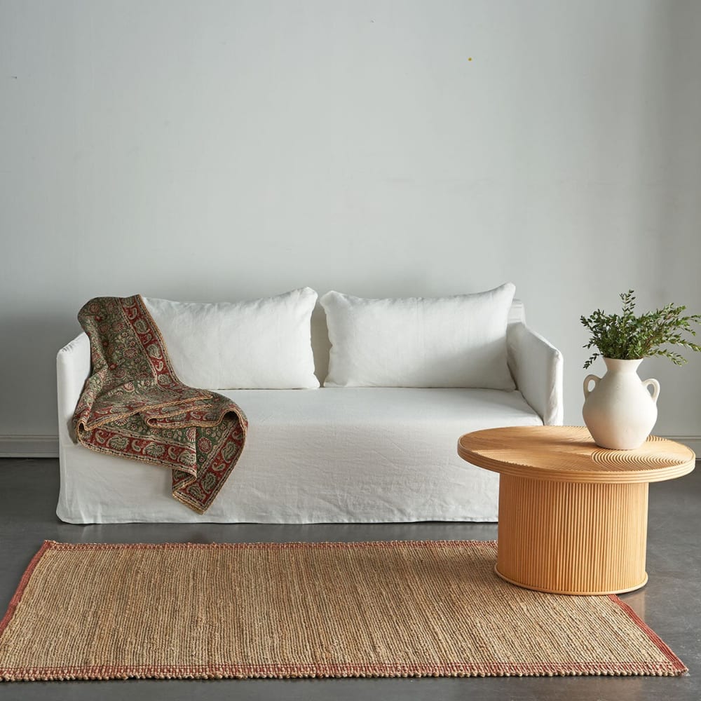 Tapis rectangulaire en jute naturelle et coton terracotta 140x200 - Maisons du Monde