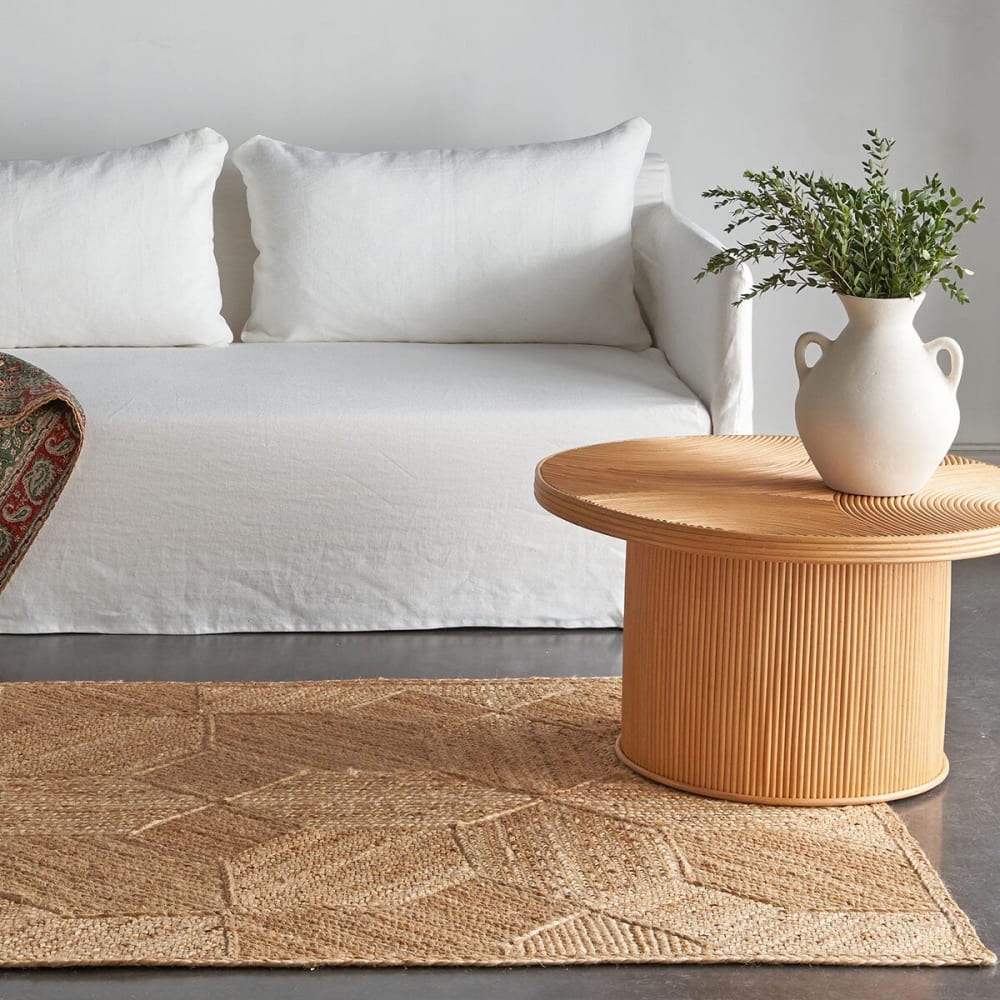 Tapis en jute naturel motifs tissés main 140 x 200 cm