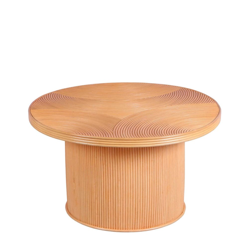 Decoclico Table basse ronde en rotin lamellé collé d80 cm Marron Rotin - 80x45x80cm