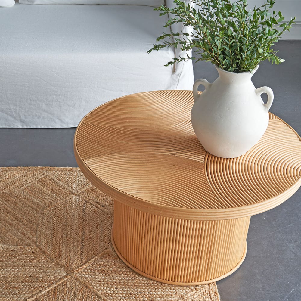 Table basse ronde en rotin lamellé collé d80 cm - Maisons du Monde