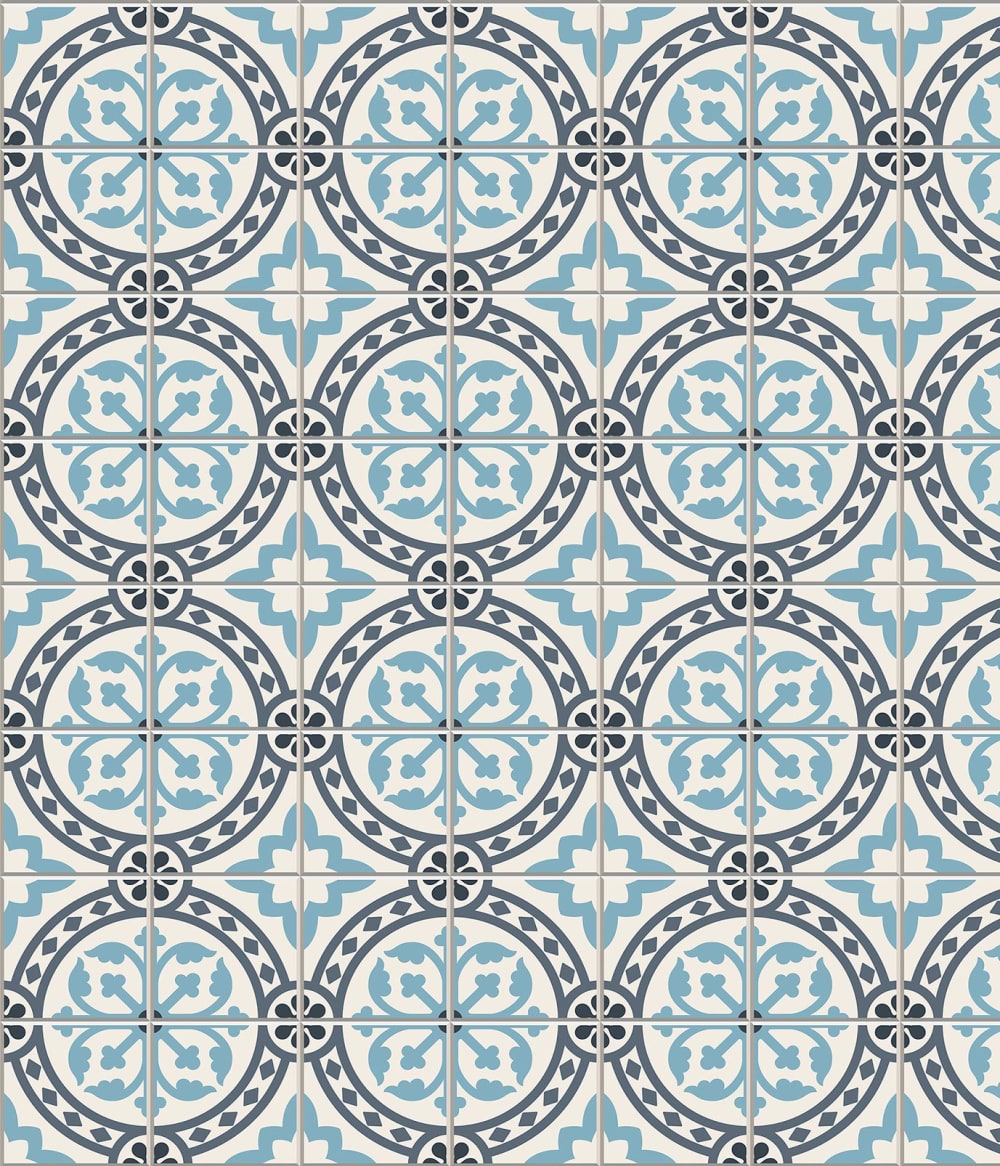 Fond de hotte décorative, azulejos vintage bleu 60x70  cm