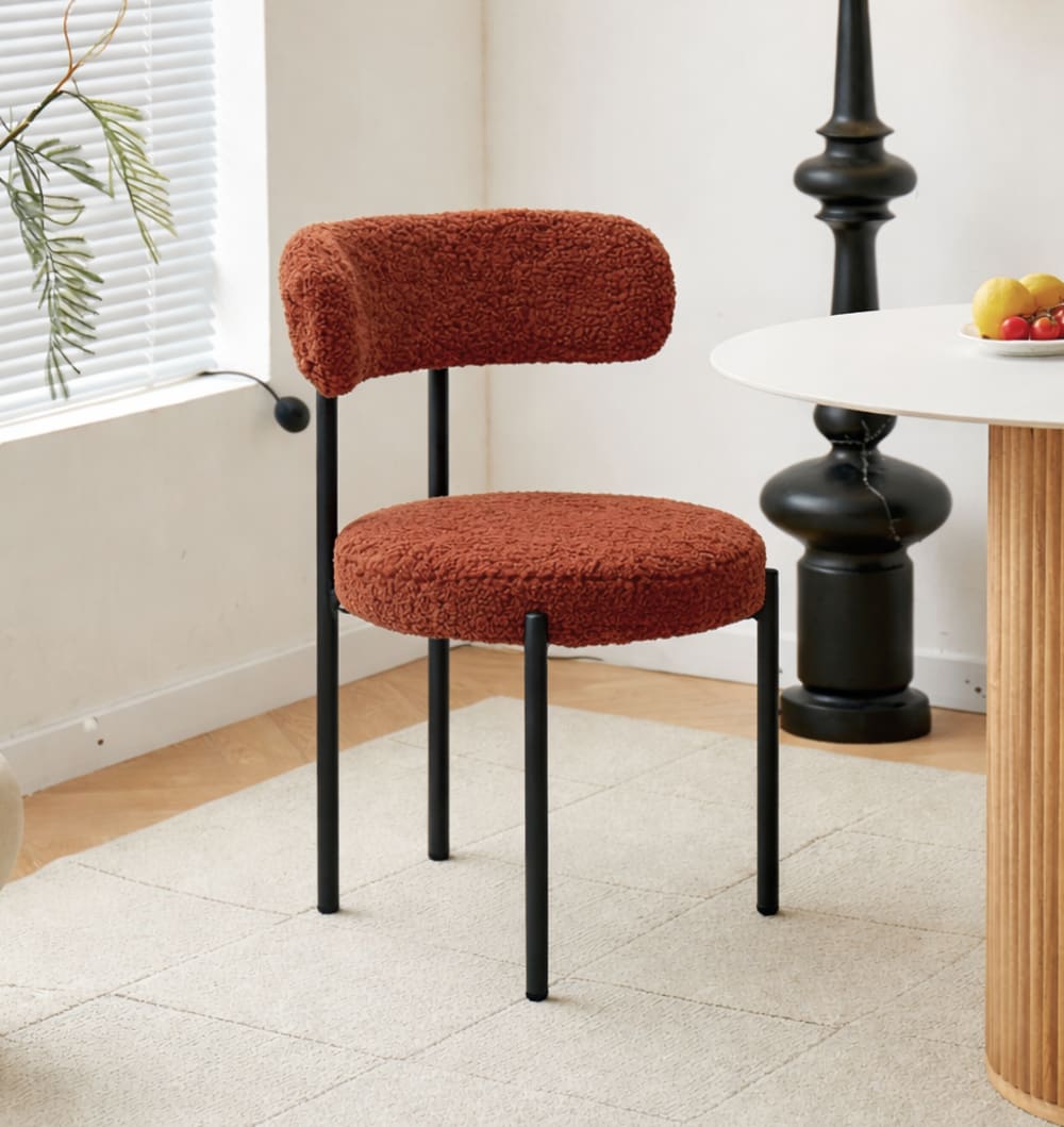 Lot de 2 chaises de salle à manger scandinaves en bouclette terracotta Lot de 2 chaises de salle à manger scandinaves en bouclette terracotta