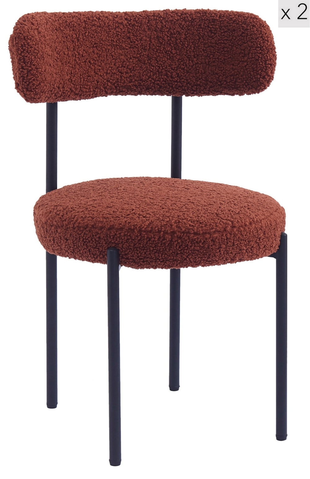 Polsterstühle (2er Set) aus Metall und Wolle Terracotta - Maisons
