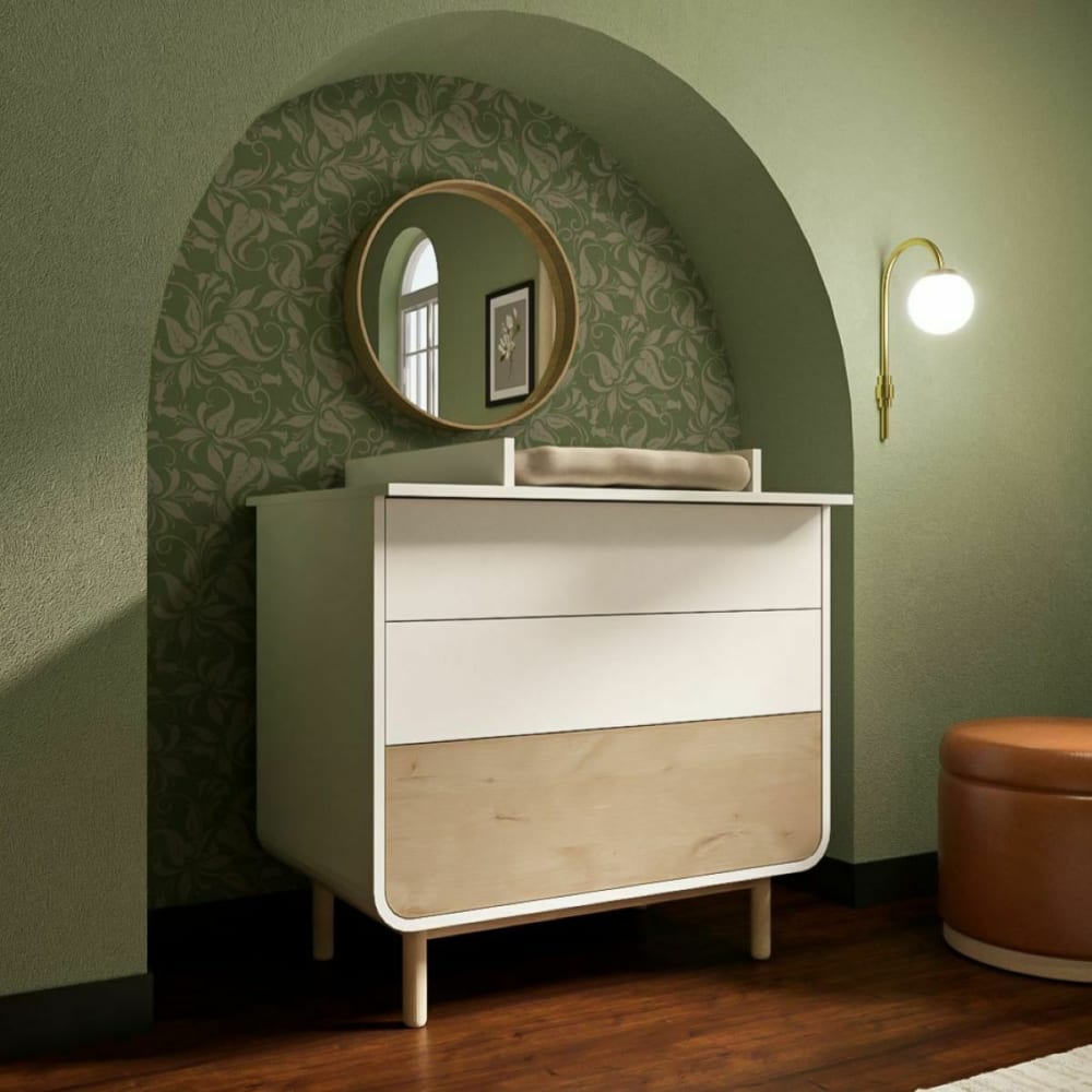 Commode à langer 3 tiroirs blanc et bois - Maisons du Monde