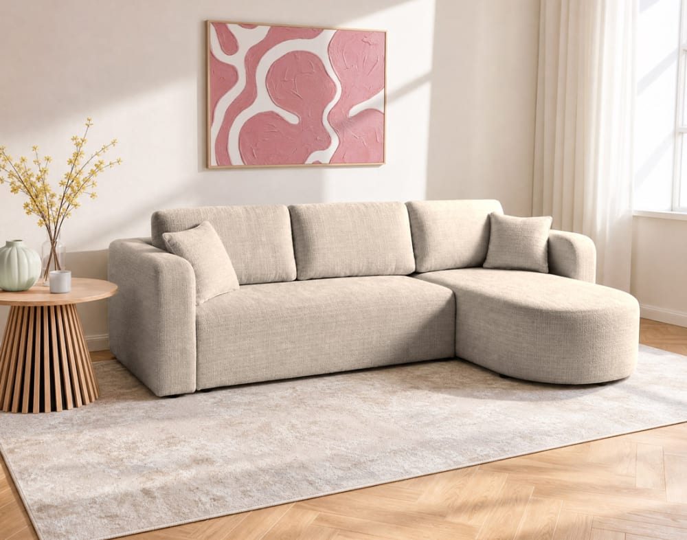 Canapé d'angle réversible convertible 4 places en velours texturé - Maisons du Monde