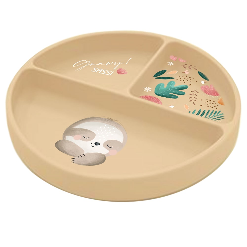 Assiette en silicone paresseux en silicone beige 18x3,4 cm