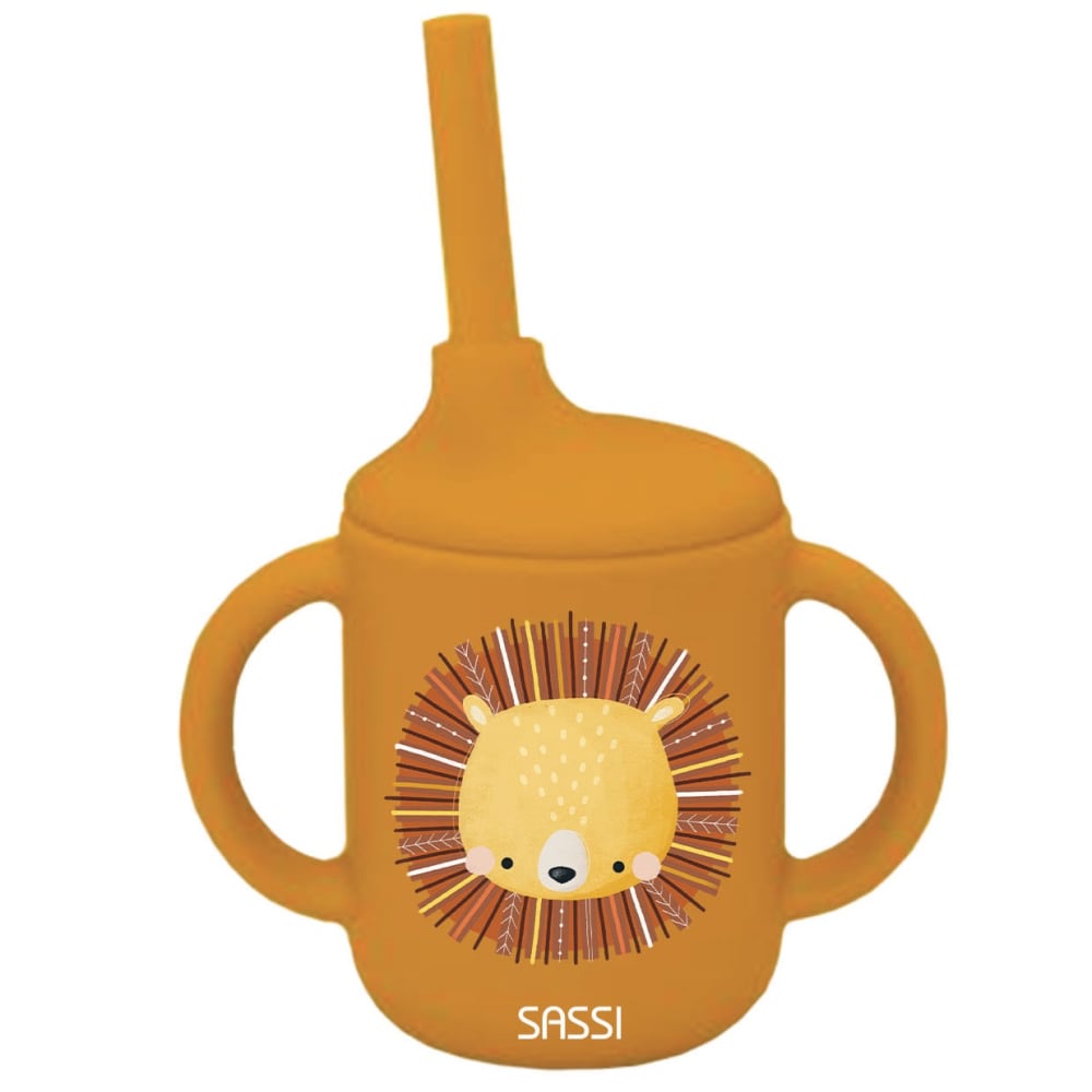 Gobelet en silicone lion en silicone jaune 10,7x10x6,1 cm