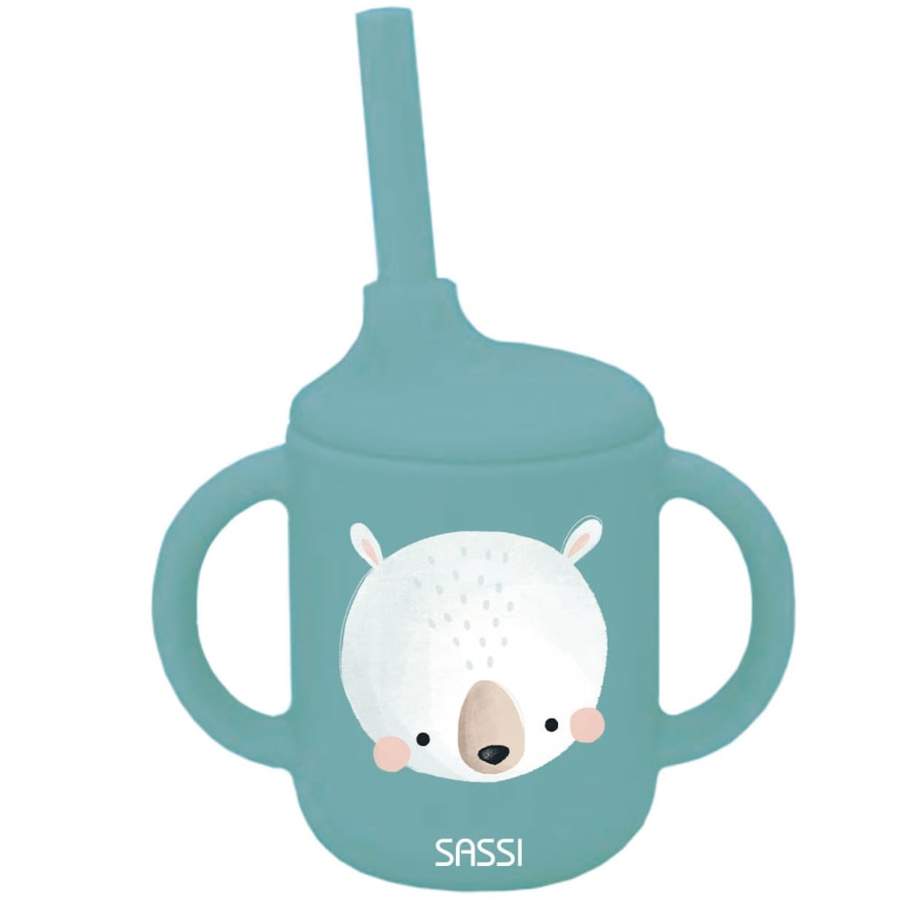 Gobelet en silicone ours en silicone bleu 10,7x10x6,1 cm