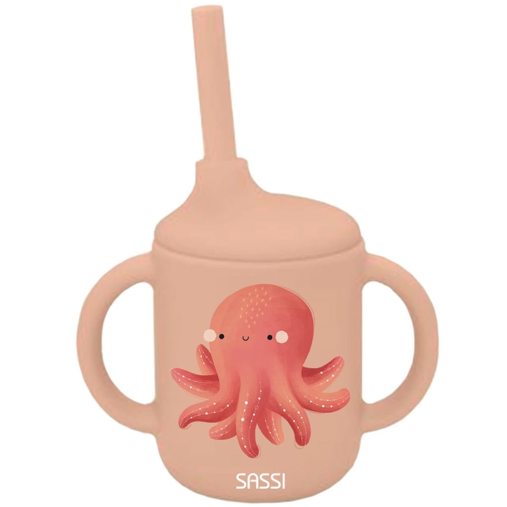 Gobelet en silicone pieuvre en silicone rose 10,7x10x6,1 cm