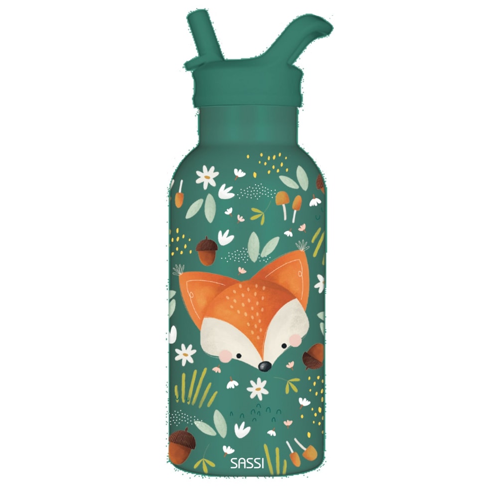 Sassi Junior Edelstahlflasche 350 ml Crunchy der Fuchs Grün Kinder