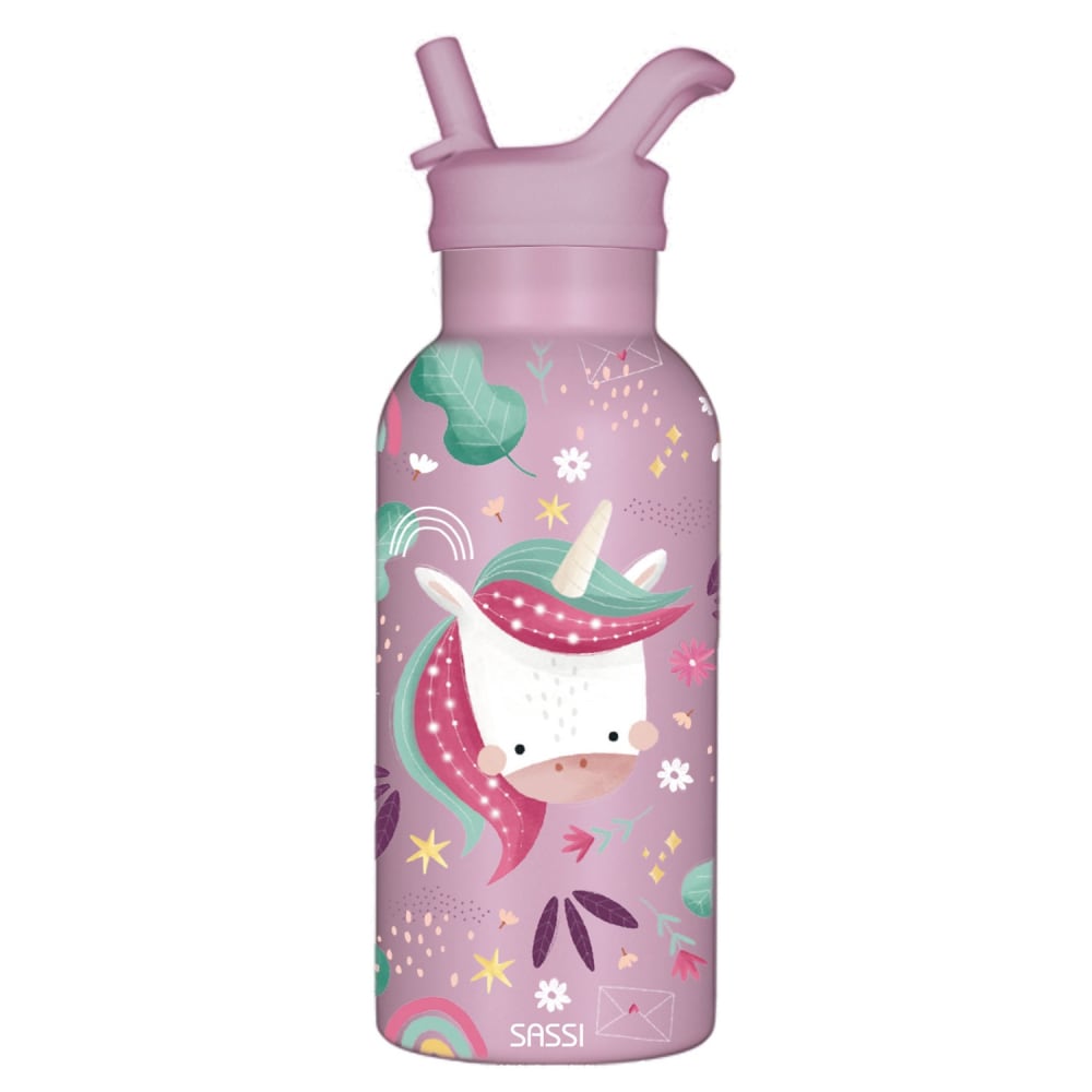 Sassi Junior Bouteille isotherme licorne 350 ml en acier inoxydable violet 20x7 cm Violet Acier - 7x20x7cm
