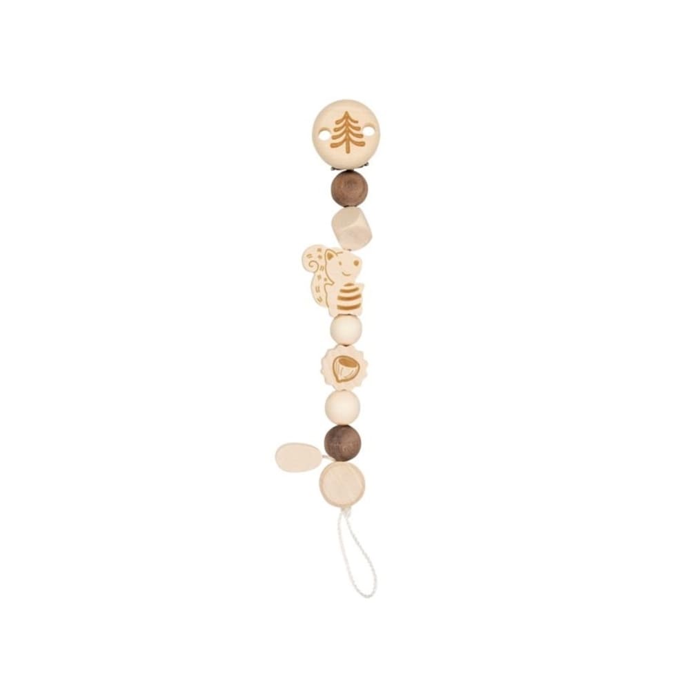 Goki - Accroche-tétine écureuil en bois naturel beige 22 cm