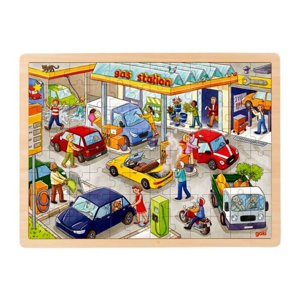 Goki Puzzle station-essence en carton multicolore 40x30 cm Beige Bois - 40x1x30cm