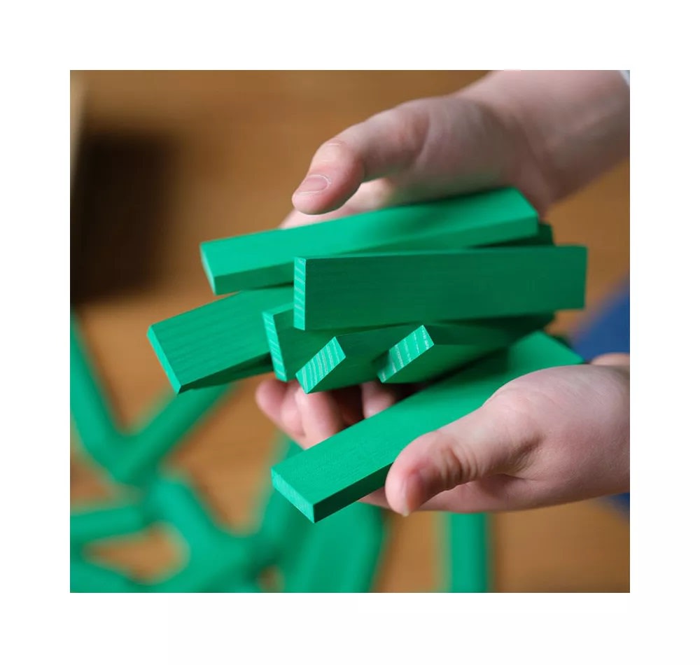 Carré 40 Kapla Vert clair en bois massif vert 17x17x8 cm (Kapla) - Image 1