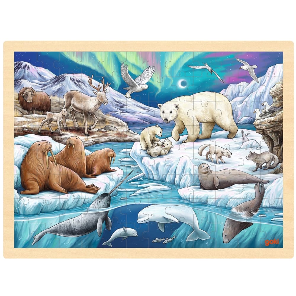 Goki Puzzle nuit polaire en bois bleu 43x30 cm Beige Bois - 40x1x30cm