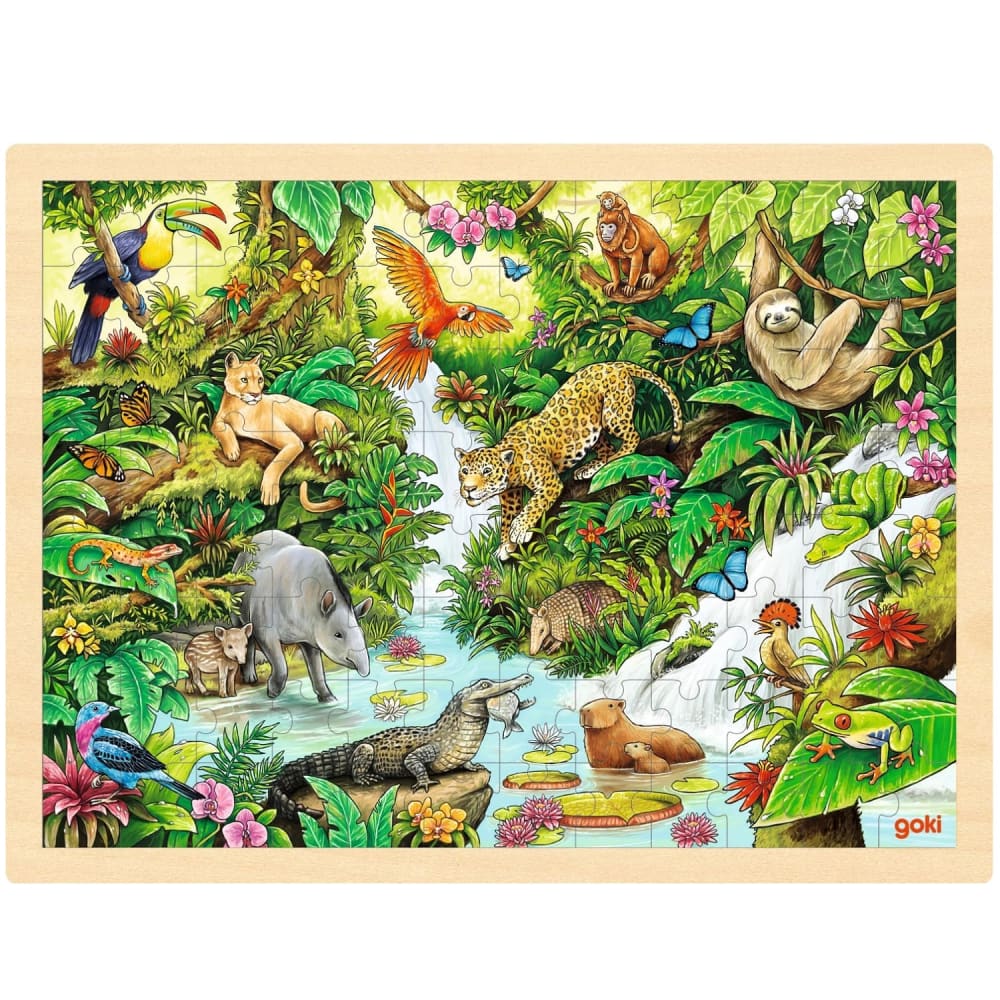 Goki Puzzle dans la jungle en bois vert 40x30 cm Beige Bois - 40x1x30cm