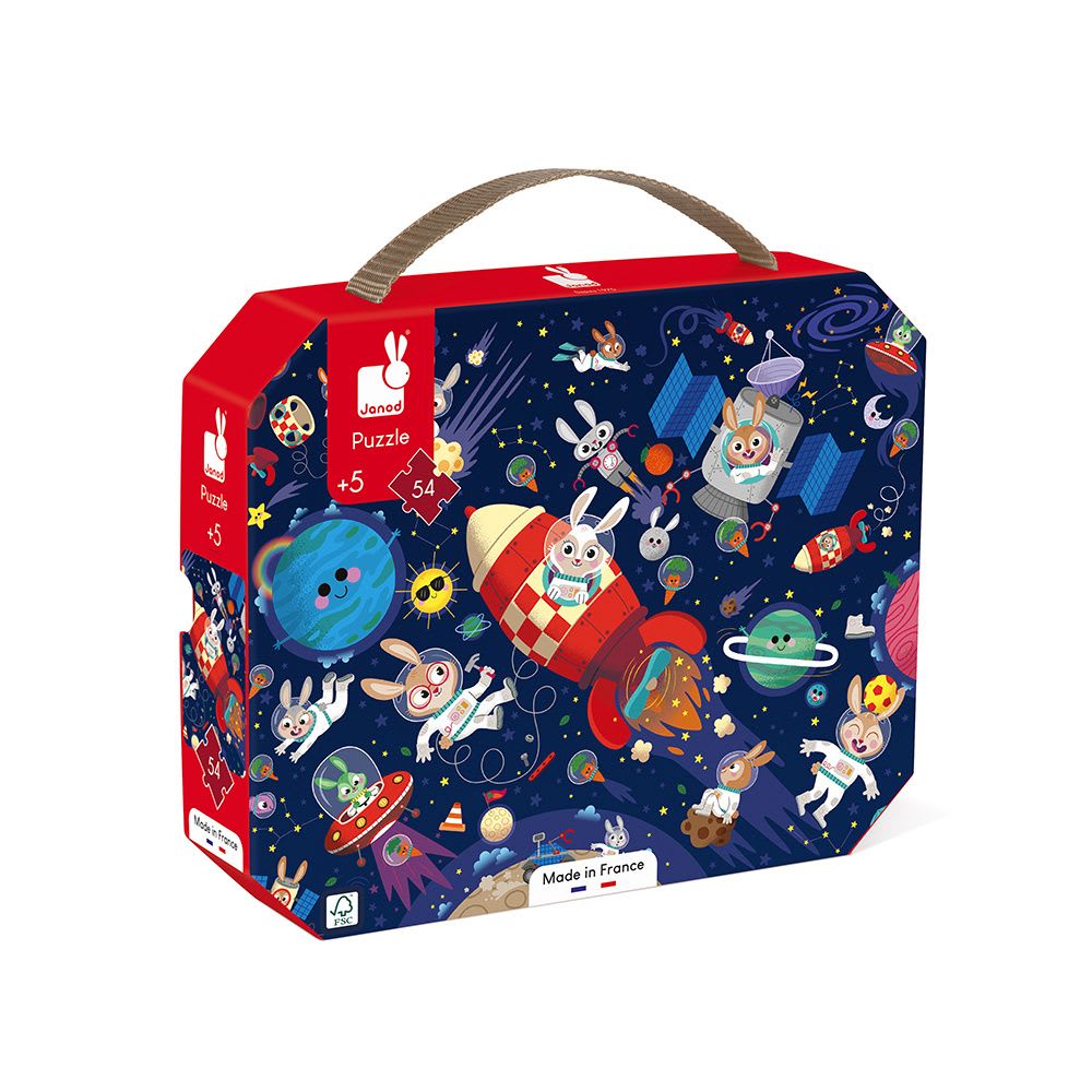 Janod Raketenpuzzle 54 Teile ROT KARTON Kinder