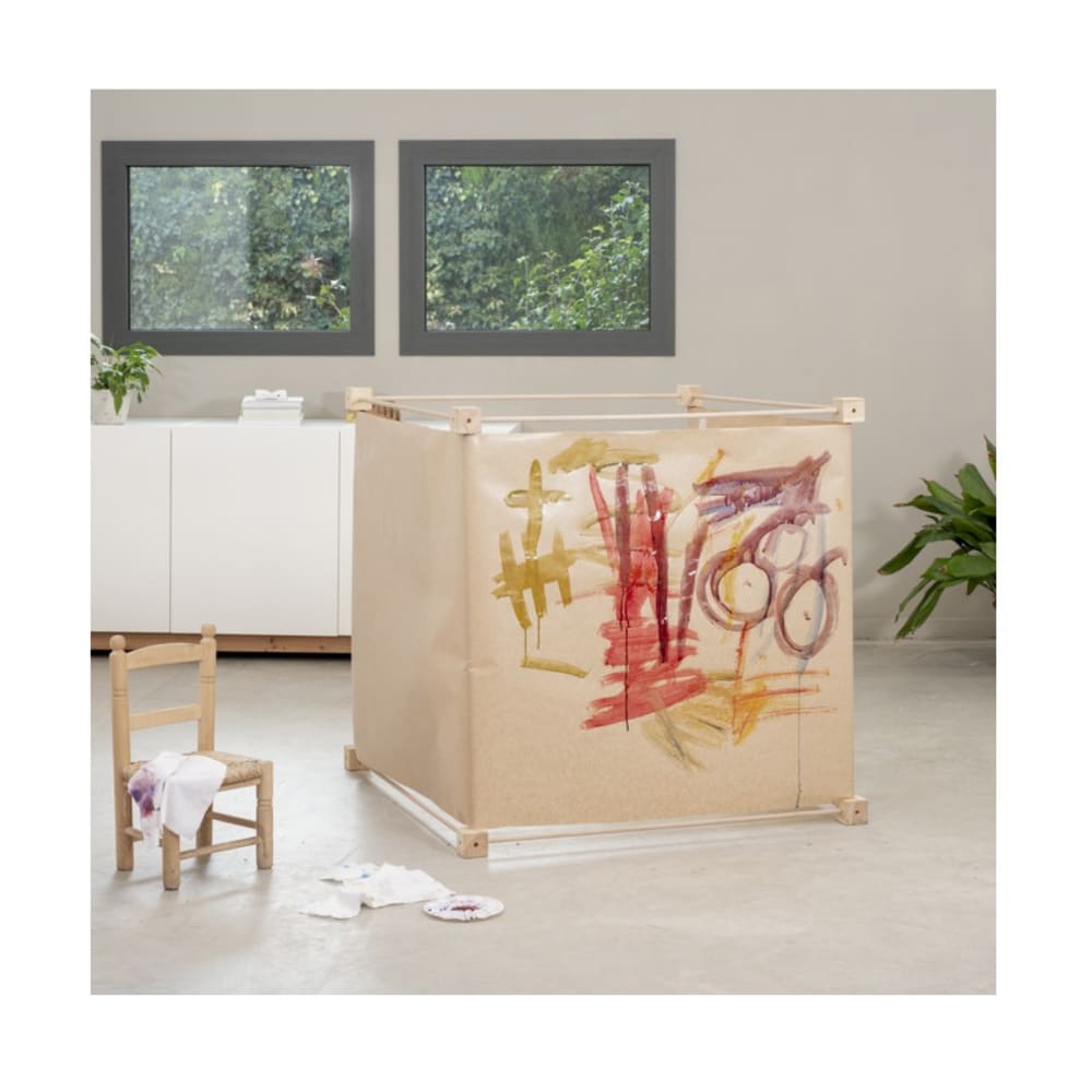 Mètre cube en bois massif beige 100x100 cm (Trigonos) - Image 1