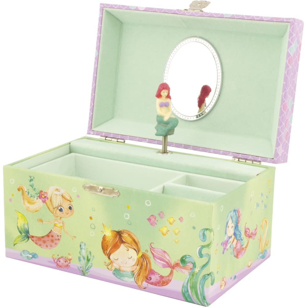 Coffret musical sirène et coquillage en carton vert 17,5x12x10 cm