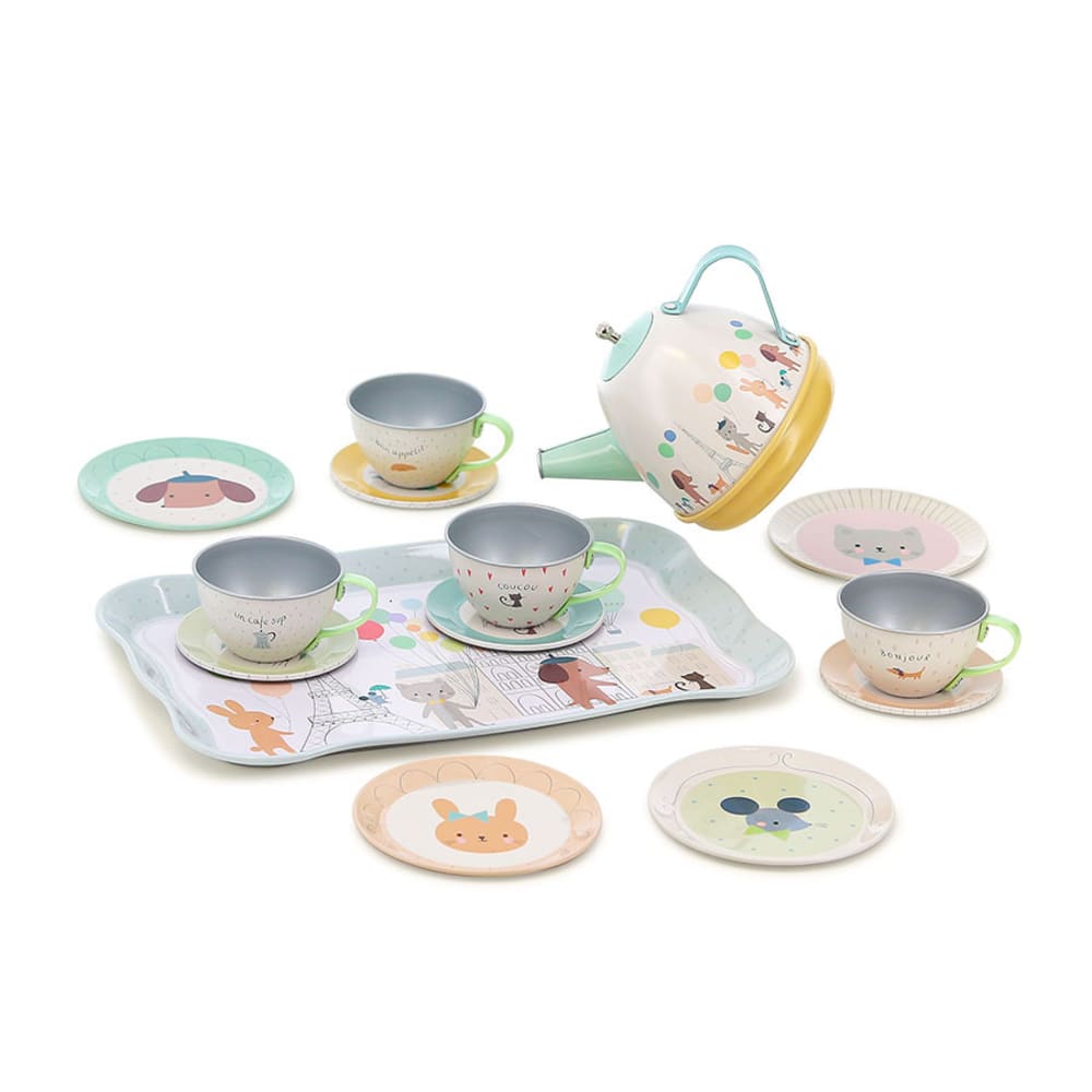 Dinette musicale nature en métal beige 24.5x10x16 cm