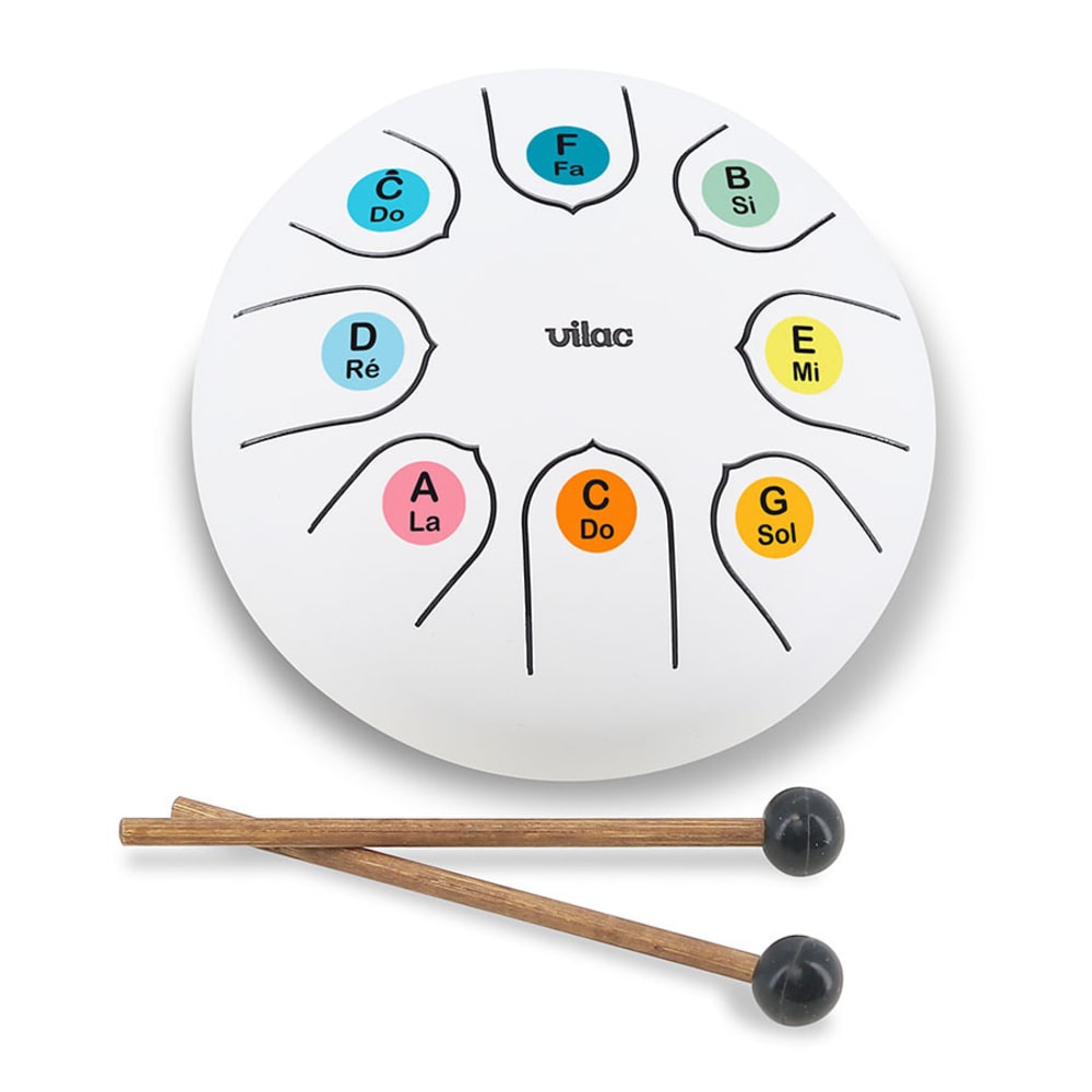 Tongue Drum en métal blanc 15 cm
