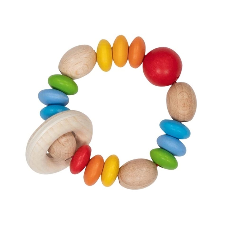 Goki Hochet lentilles arc-en-ciel en bois multicolore 8x8x2 cm Beige Bois - 8x2x8cm