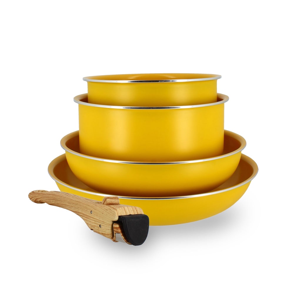 Set de 5 pièces en aluminium recyclé safran - tous feux