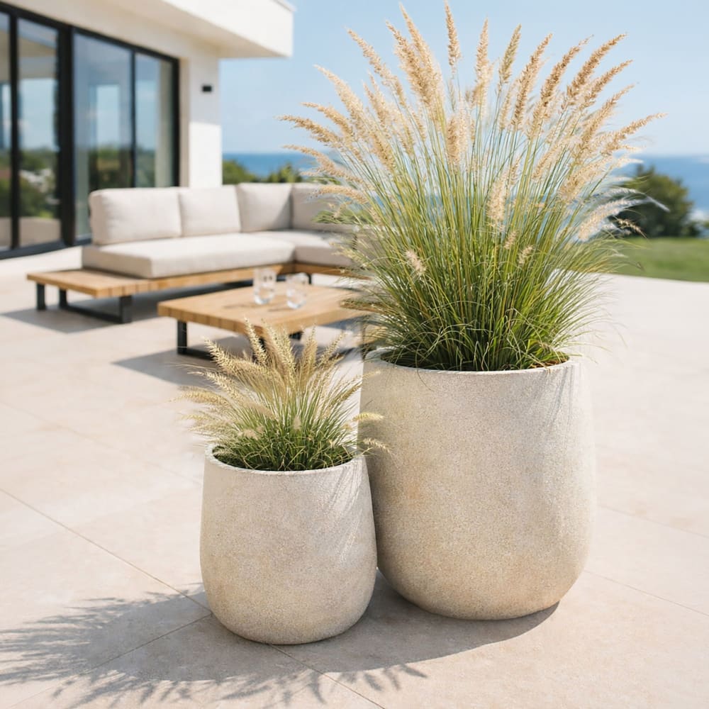 Set de 2 pots rond en terre d'argile