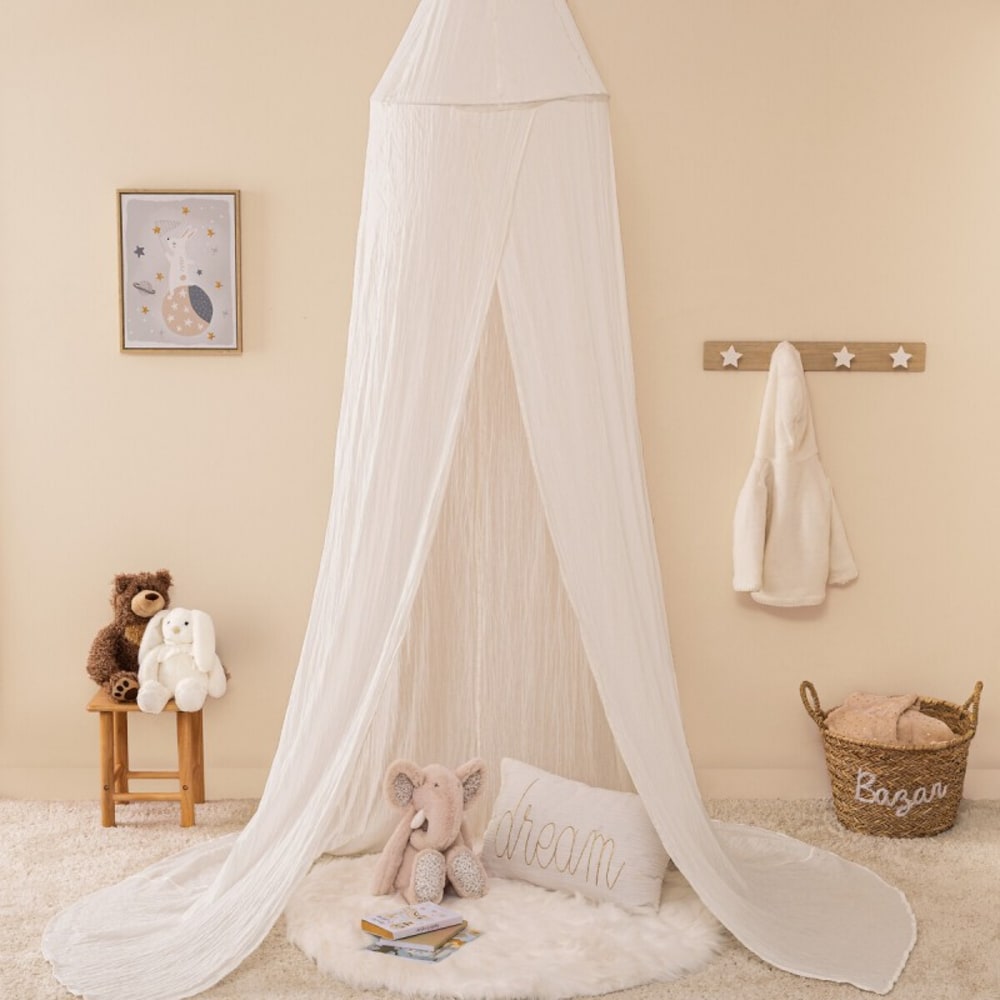 Ciel de lit en double gaze de coton blanc 250x340 cm (Home Maison) - Image 1