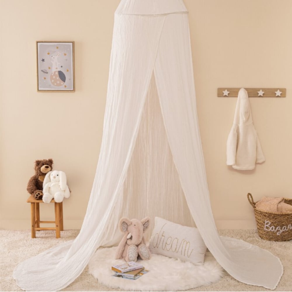 Ciel de lit en double gaze de coton blanc 250x340 cm (Home Maison) - Image 2
