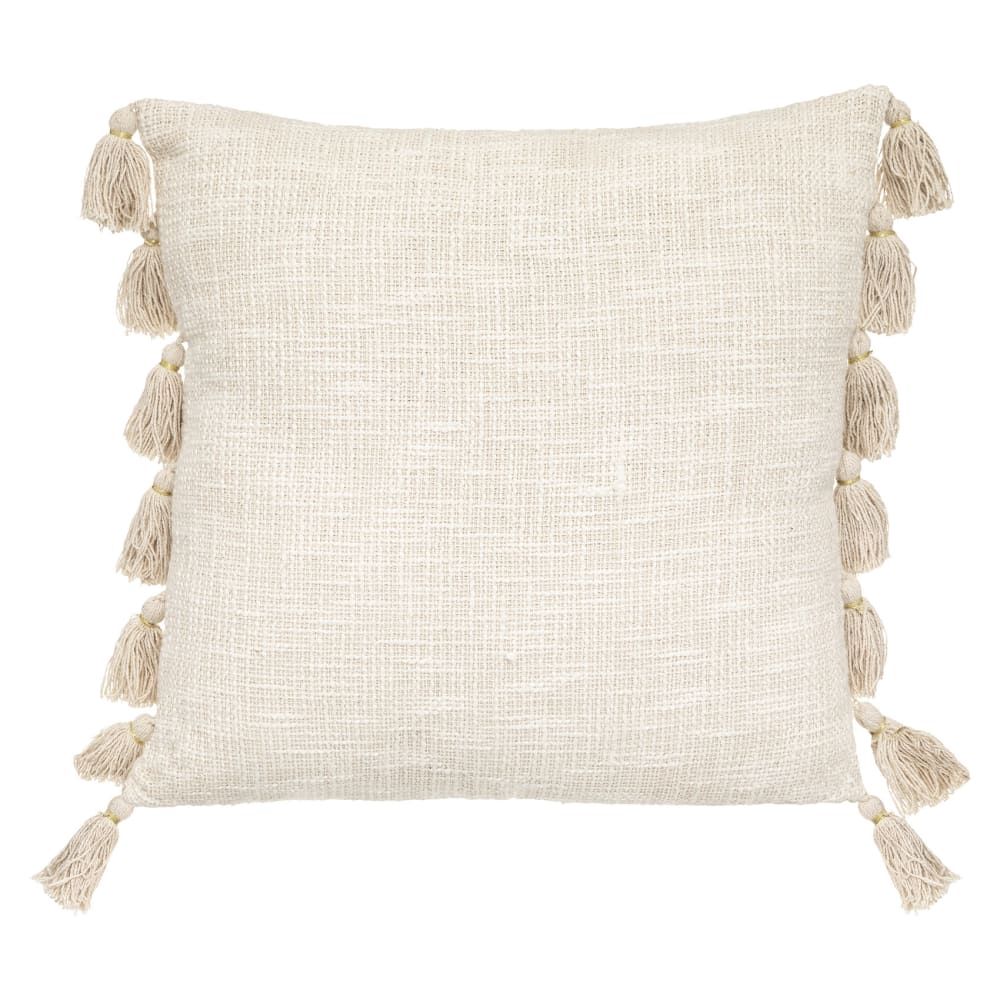 Home Maison Gypsy-Kissen mit Pompons style modern Grau Baumwolle