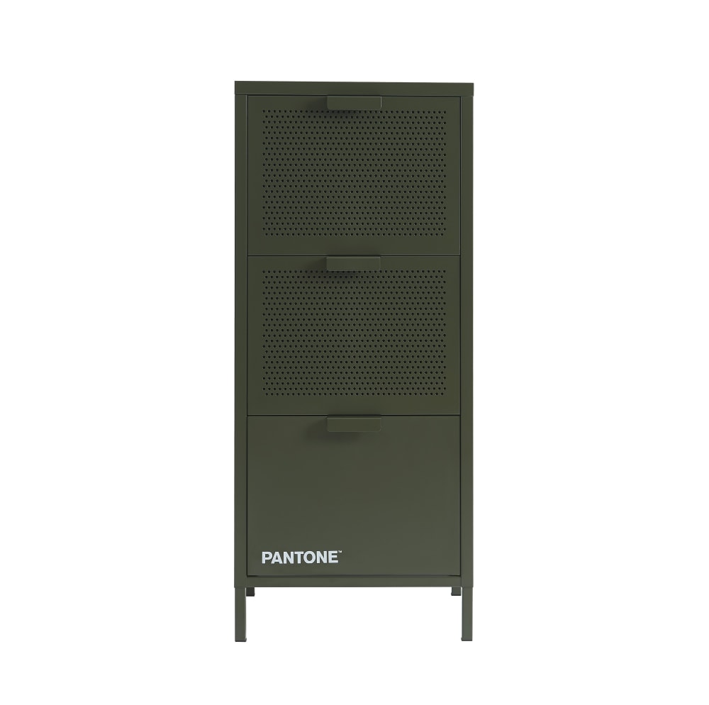 Caisson de bureau métal vert olive 3 tiroirs h105cm - Maisons du Monde