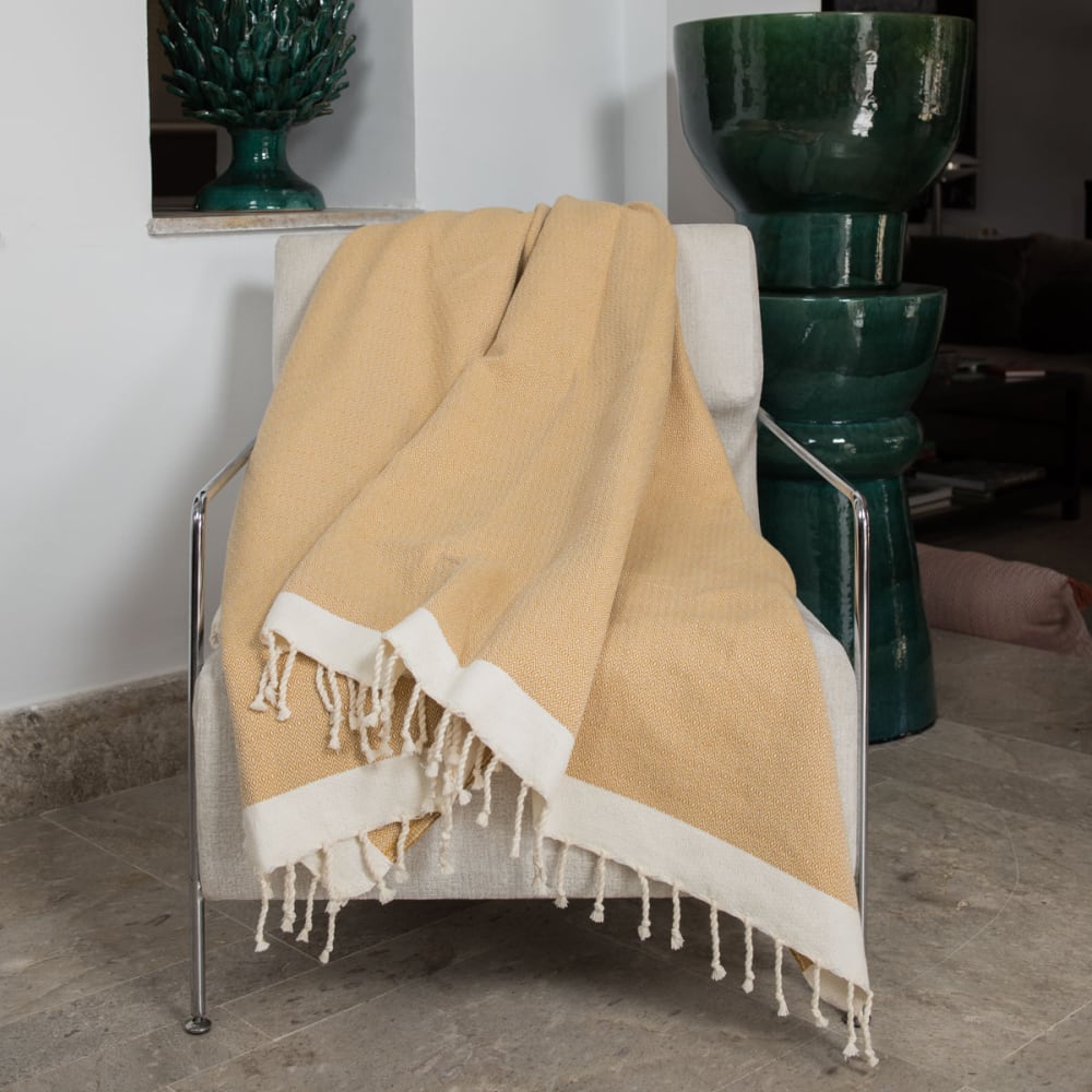 Plaid aus Baumwolle senfgelb - Maisons Du Monde