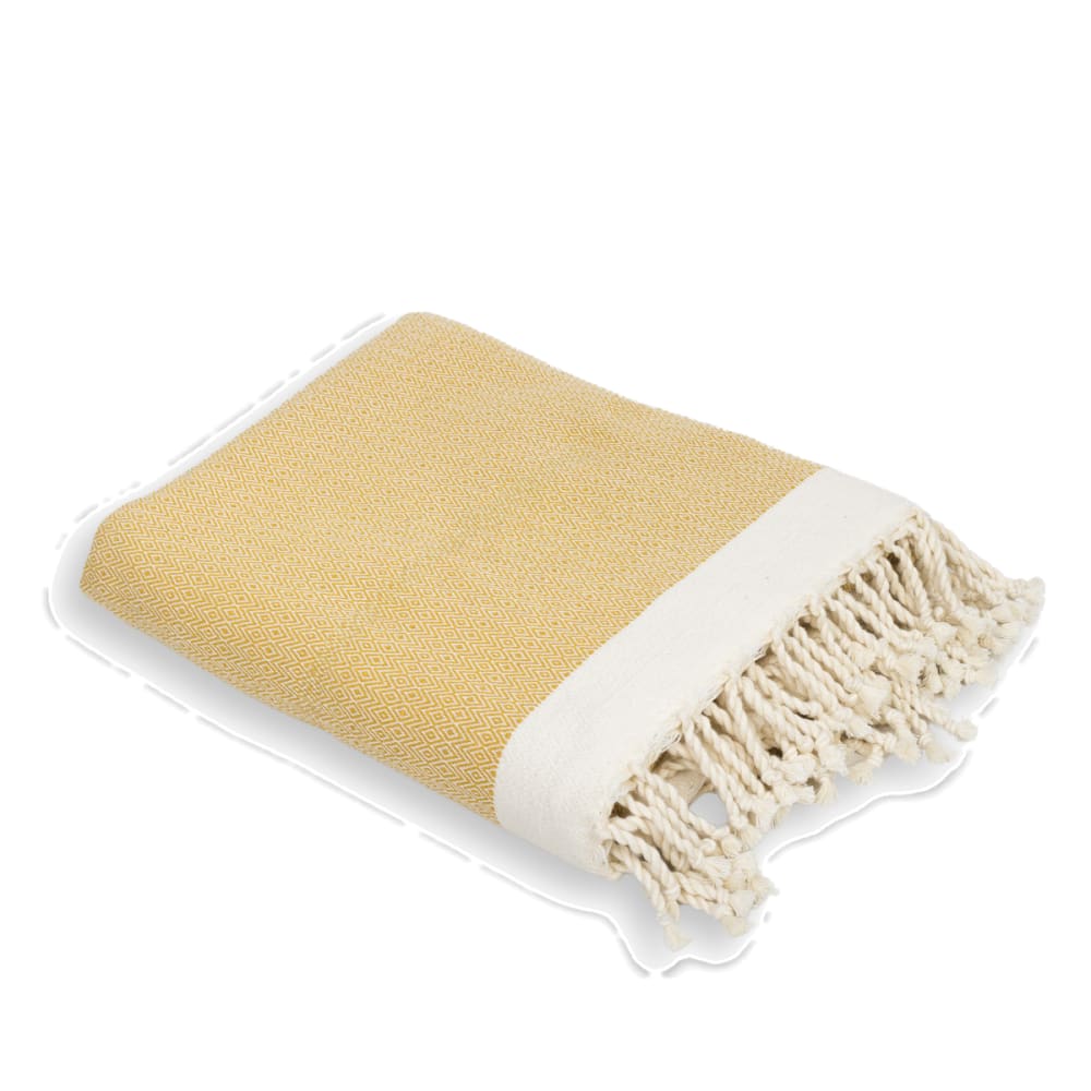 Plaid coton jaune moutarde 160x250