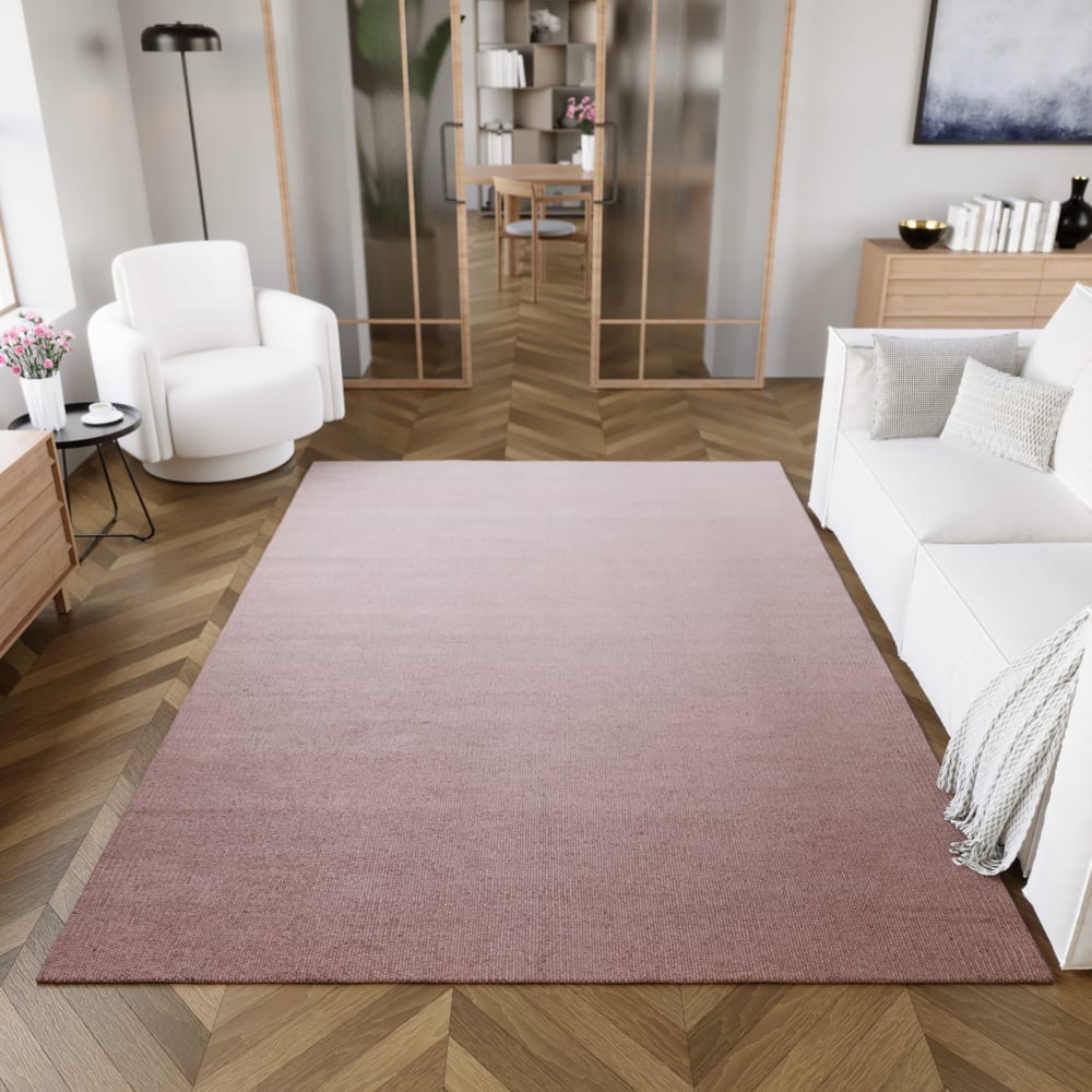 Tapis tissé main 100% laine vieux rose 80x150 — vue 3