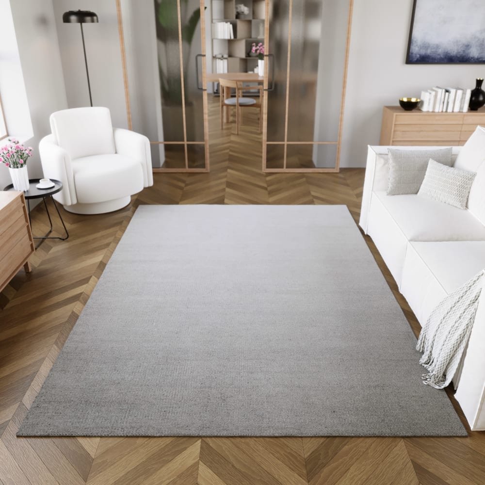 Tapis tissé main 100% laine gris 130x190 — vue 3